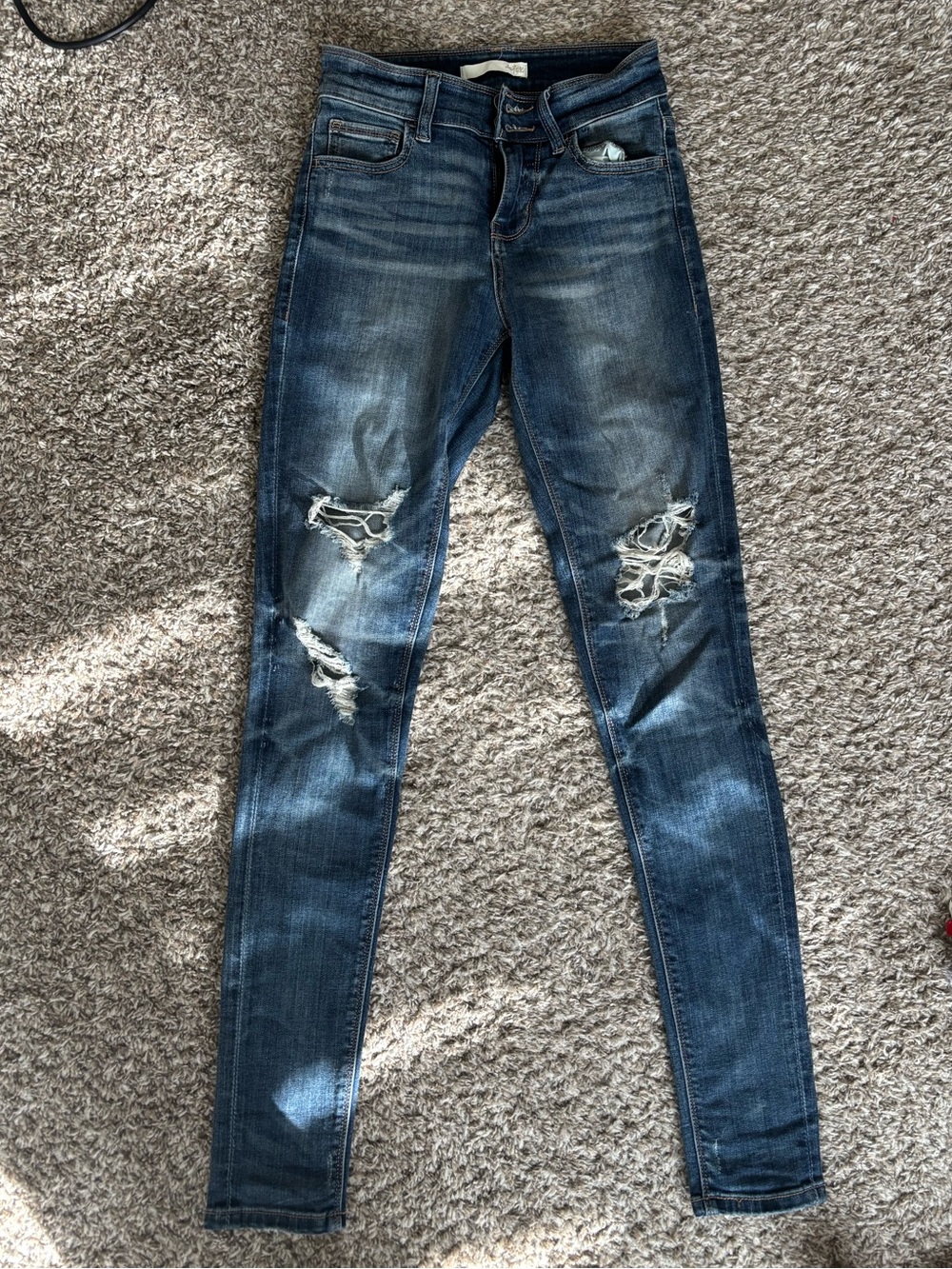 Daytrip Distressed Skinny Jeans - Dark Blue